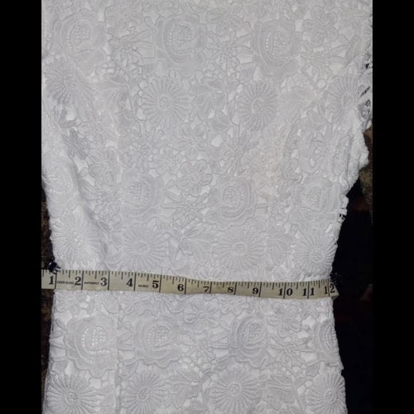 Lulu's white lace open back dress. - Picture 8 of 16